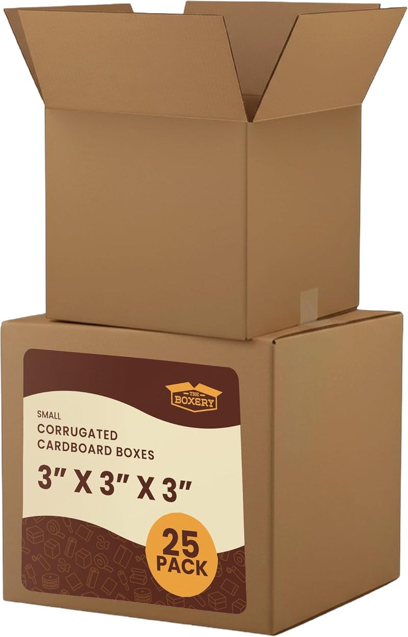 The Boxery Cube 3 x 3 x 3-inch Corrugated Cardboard Boxes, Small | Pack of 25 for Shipping, Moving, and Storage, Curbside Recyclable, Strong Wholesale Bulk Boxes - Image 2